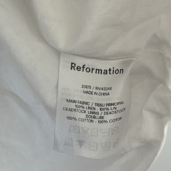 Reformation Winifred White Linen Mini Dress with Bow Detail Size: 10 - Picture 9 of 10